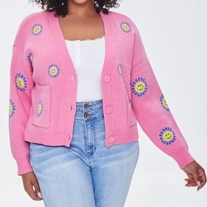 NWT Pink Smiley Face Cardigan